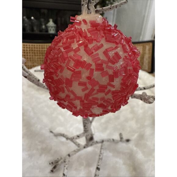 VTG JEWEL BRITE PINK SUGAR ANGEL TINSEL DIORAMA PLASTIC ORNAMENT - Picture 4 of 5